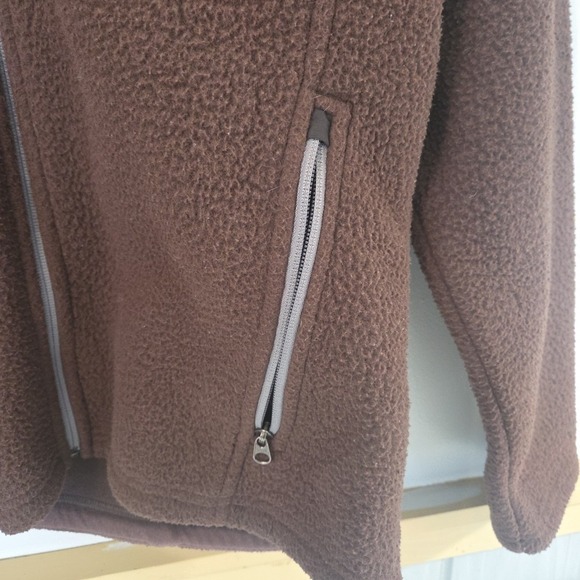 Eddie Bauer Jacket Mens Dark Brown Full Zip Fleece Outdoor Med Weight Pockets - Picture 5 of 9